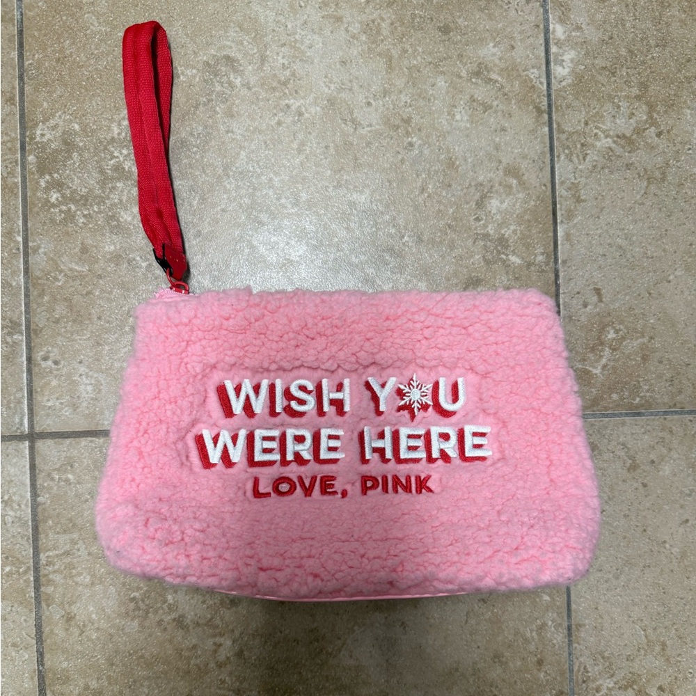 VS PINK Sherpa makeup bag